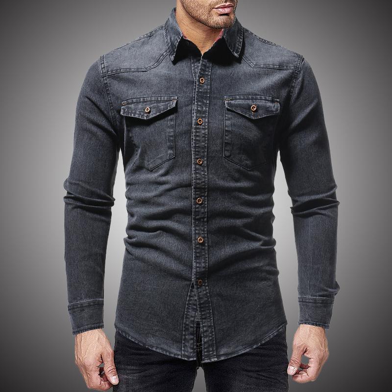 black denim shirt mens