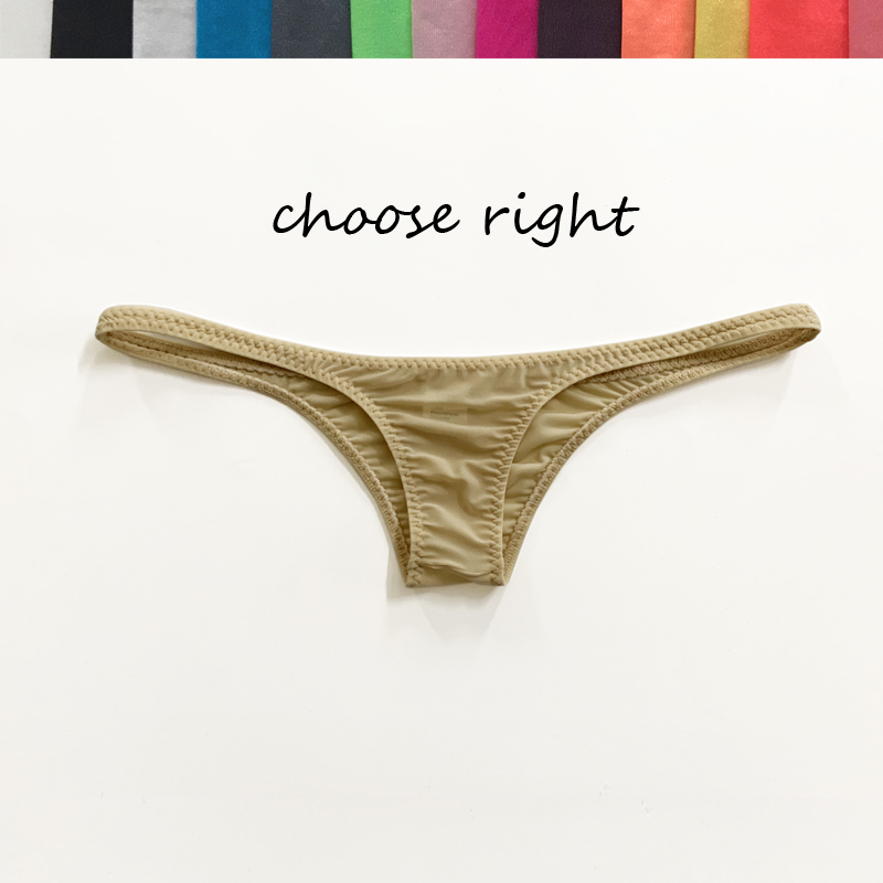 

Ice cream bikini bikini briefs ultra-thin women crotch sexy underwear pure color fan your small bag buttock, Black