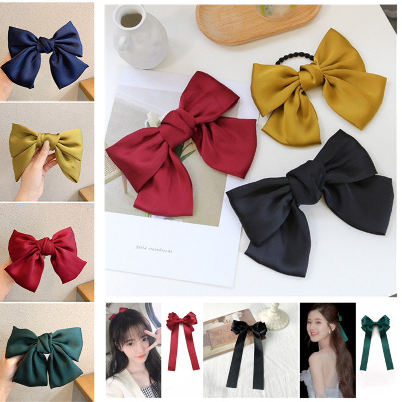 

10pcs/lot Girls Rubber Band Elegant Bow Ribbon Elastic Hair Bands Ponytail Holder Scrunchie Hair Ropes Headband Accessories, Navy hair rope