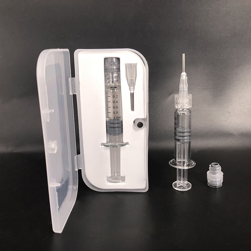 

Oil injuector 1ml Glass syringes with measurement mark 510 disposable vape carts concentrete oil filling tool with box and auxiliary needle