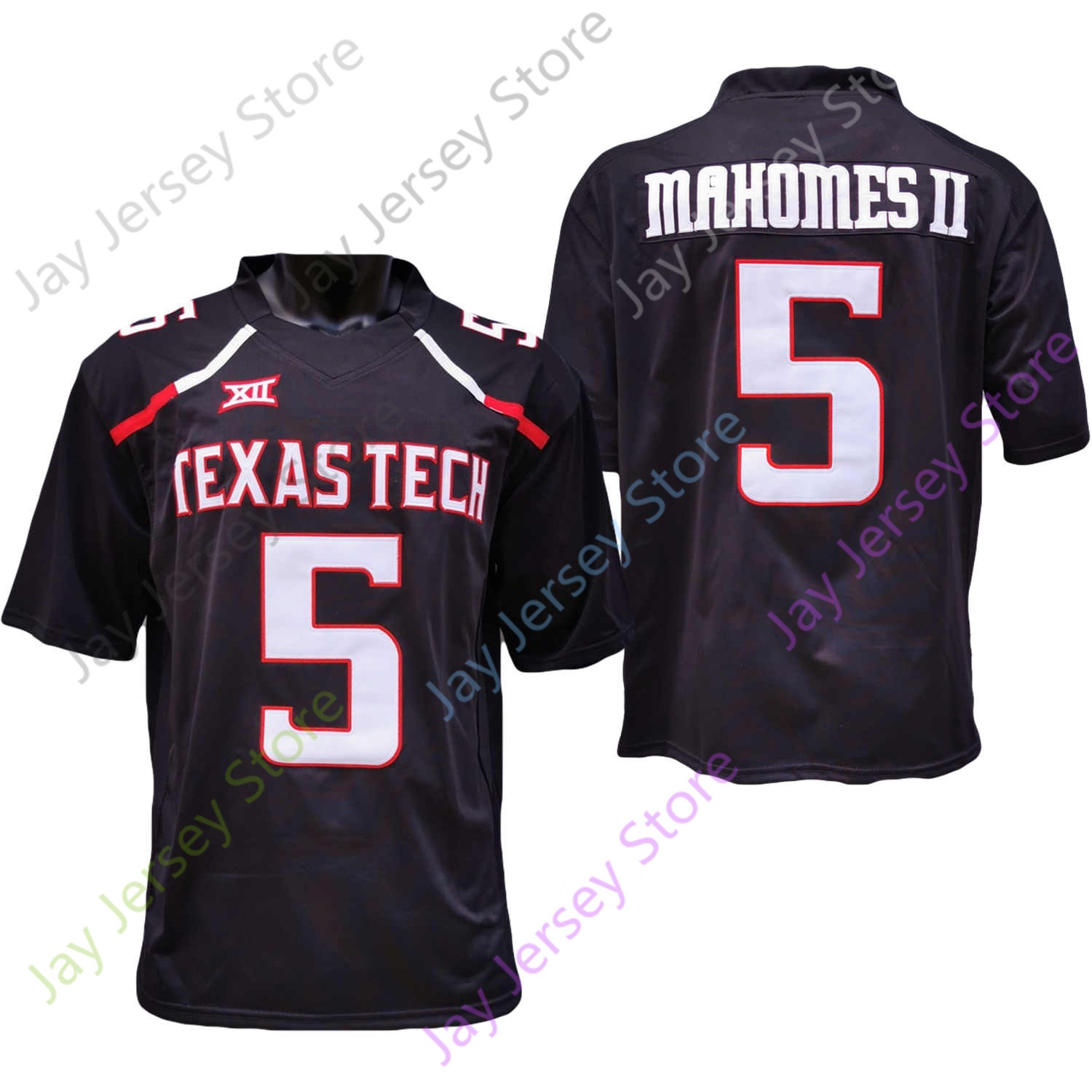 

2020 New NCAA Texas Tech TTU Jerseys 5 Patrick Mahomes II College Football Jersey Size Youth Adult, Black