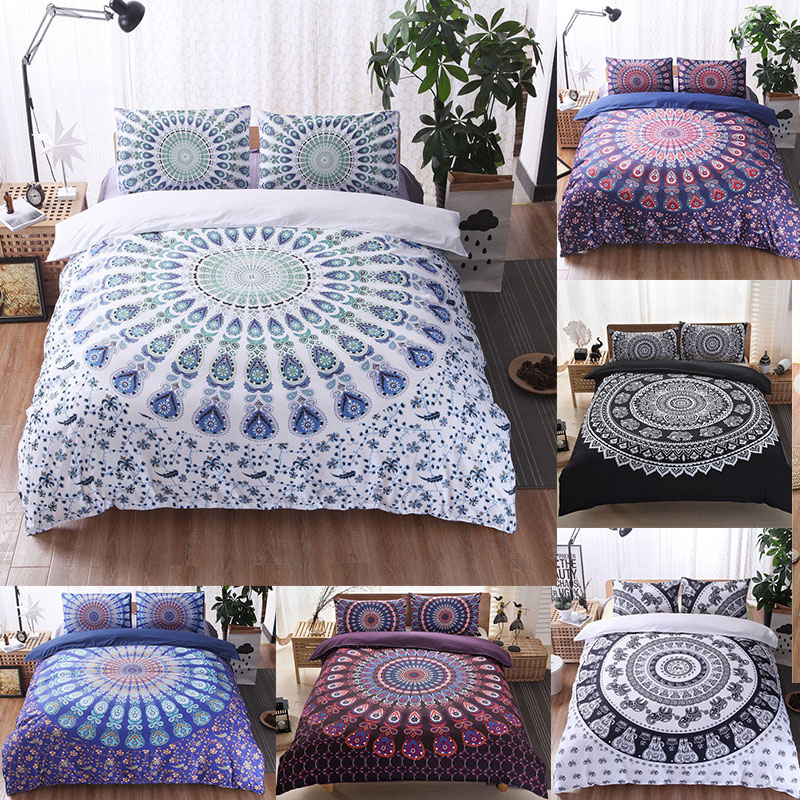 

Mandala Bed Covers Printed Bedding Sets Bohemia Style Duvet Covers with Pillowcases Adult Girl Single Queen King 80081, 002