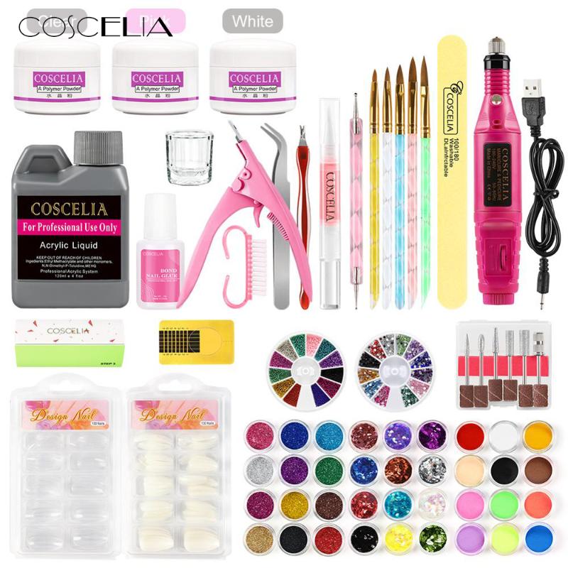 

COSCELIA 8g Acrylic Powder Set For Nail Extension Tips Acrylic Gel For nails Extension Nail Set Art Design Decoration