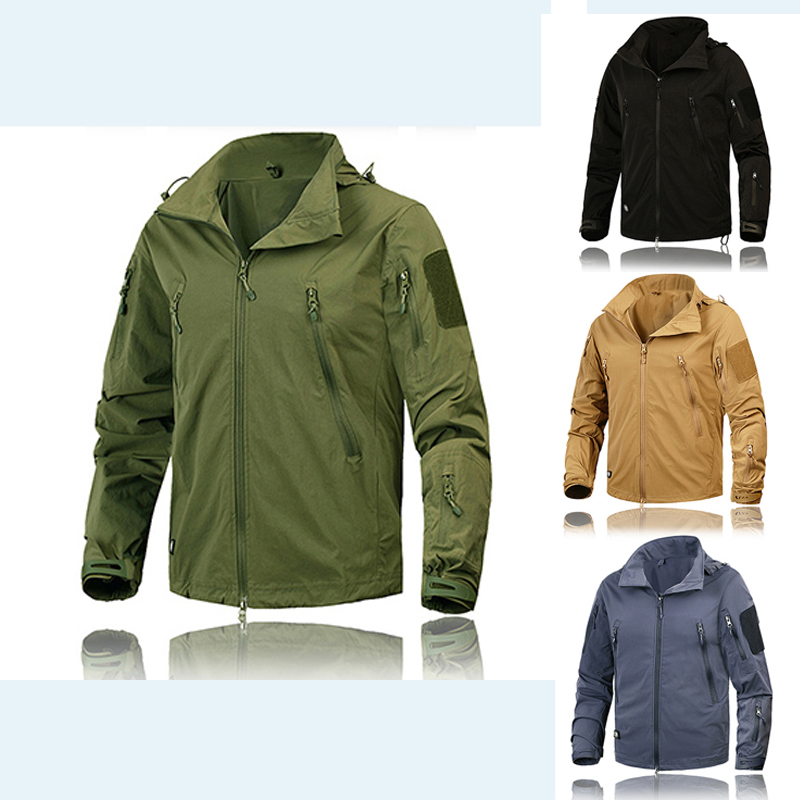 

Men' Jacket Hiking Coat Outdoor Clothing Tactical Outwear Army Breathable Nylon Light Windbreaker, Blue