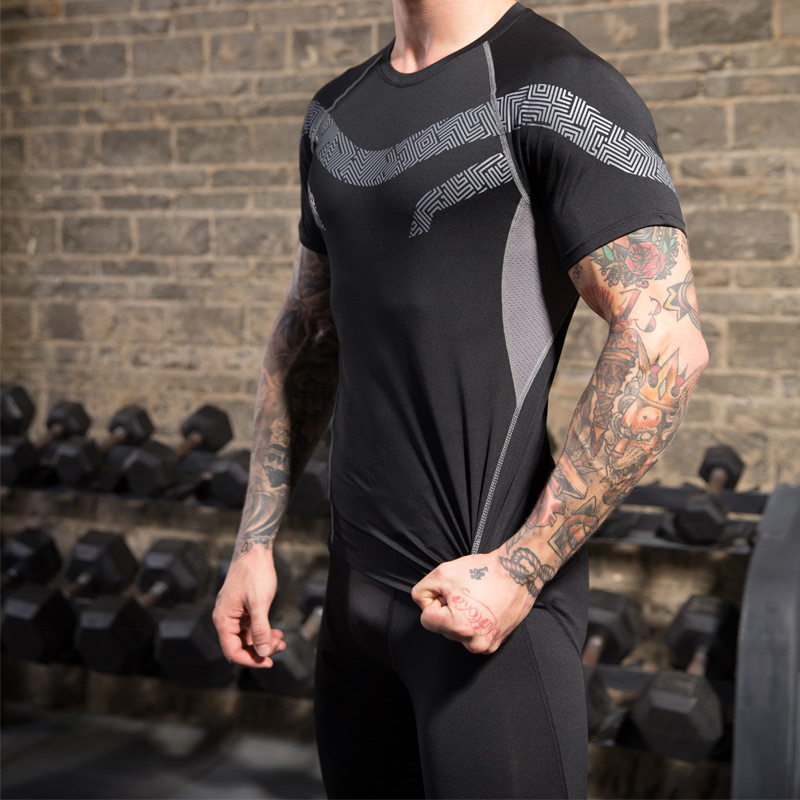 

2Pcs/Set Men' Tracksuit Gym Fitness Compression Sports Suit Running Clothes For Men Workout Clothes For Men Jogging Sports Sets, Wine redblack