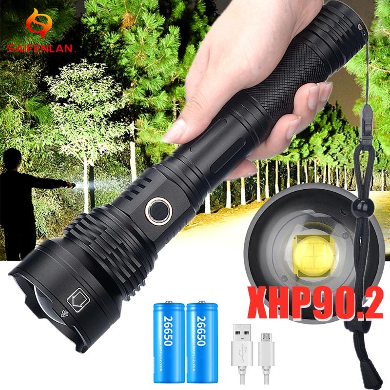 

New Powerful XHP90.2 LED Zoom USB Rechargeable XHP90 Torch 26650 Camping Flash Light Handheld Light LAMP