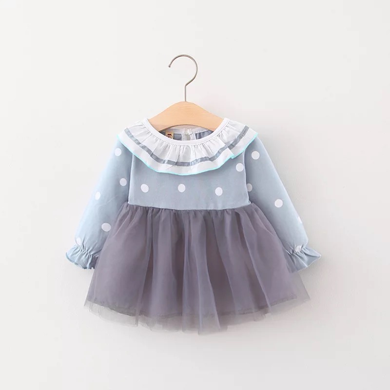 

2020 New Dress Autumn Long Sleeve Dot Newborn Baby Dress Birthday Party Princess Tulle Tutu Girl Summer Dresses, Yellow