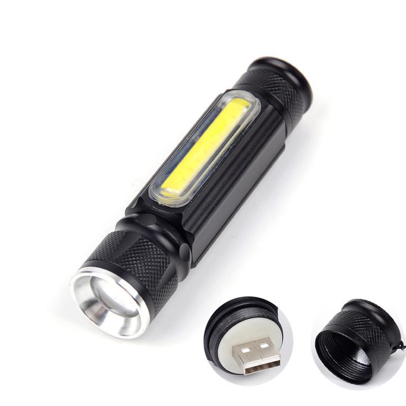 

Portable T6 + COB LED Tactical , 3 Modes Zoomable Torch Lamp, USB Rechargeable Flash Work Light With Tail Magnet