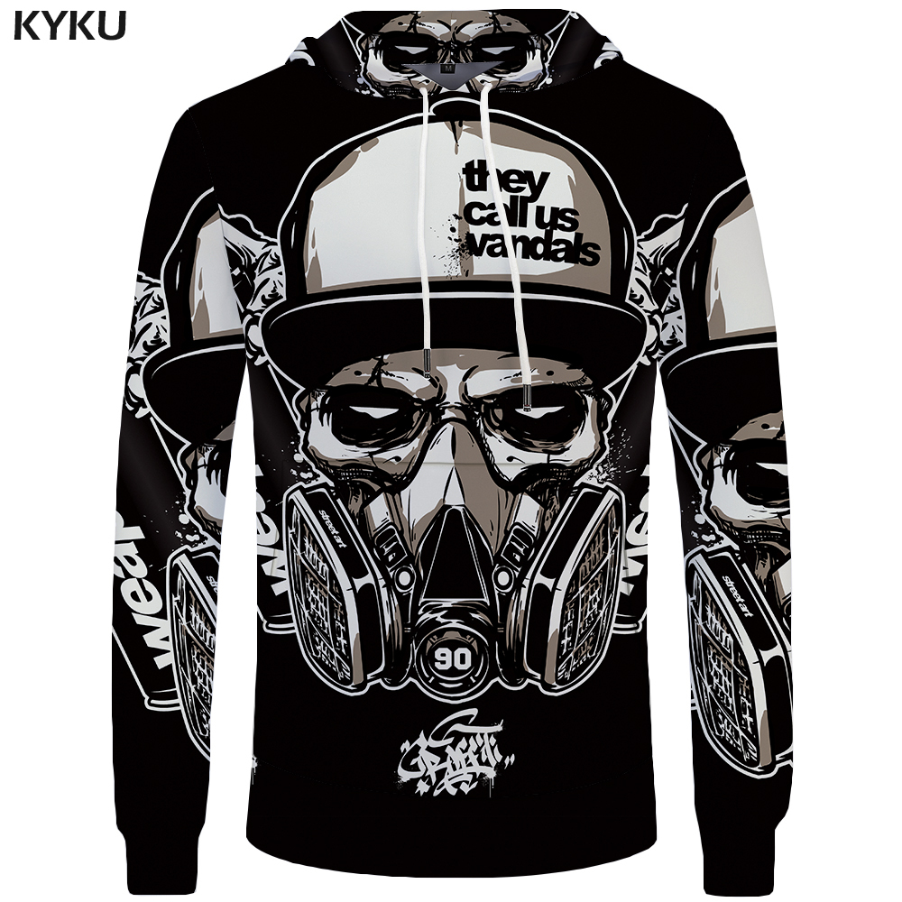

KYKU Skull Hoodie Men Black Military Hoodies Anime Clothes Punk Rock Metal 3d Print Sweatshirt Casual Mens Clothing Streetwear CX200722, 3d hoodies 10