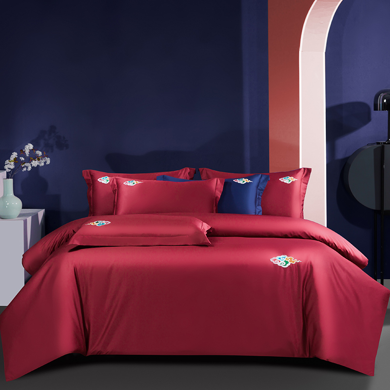 

Colorful clouds embroidery Bedding Sets queen king size Bed Linen egyptian cotton Duvet Cover Rubber bed sheet 4/6pcs Pillowcase