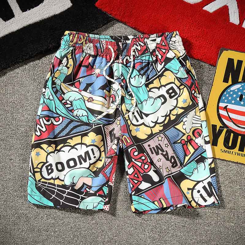 

Mens Pants High Street Elastic Waist Shorts Pants Fashion Trend Printed Casual beach Pants Size :-4XL