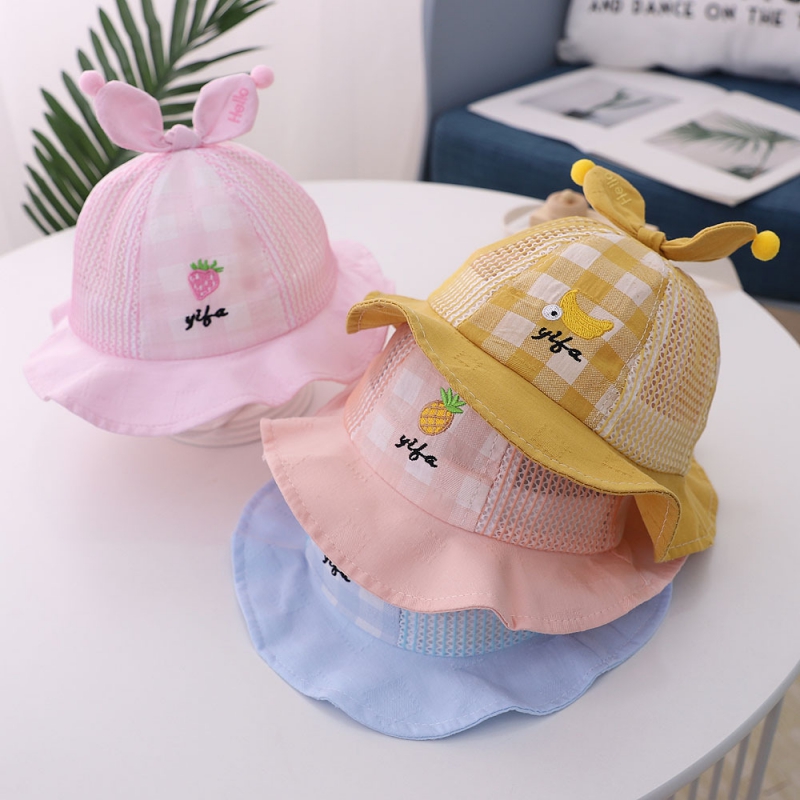 

Caps & Hats Soft Baby Sun Hat With Ears Cute Cartoon Girls Boys Bucket Summer Brim Kids Children Panama Beach Bonnet, P-1