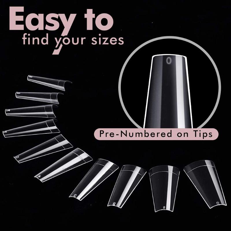 

500Pcs Multiple Size Female Beauty Convex Transparent False Manicure Nail fake nails nails nailart press on nail tips, Clear