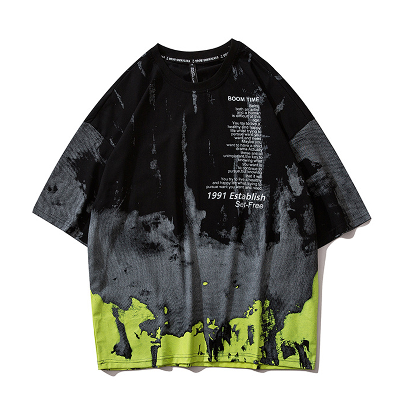 

Mens Tie Dye T Shirt Oversized Tshirts 2020 Summer Unisex Short Sleeve Loose Style Black White Couple Tops tees, Black tees