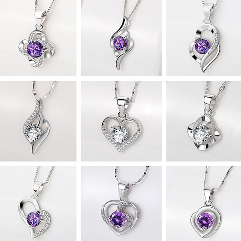 Collier coeur en argent Sterling de haute qualité Imitation D couleur Mosang pierre pendentif trèfle en forme de coeur en gros