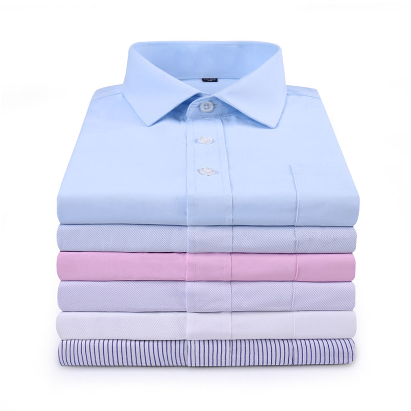 

Hot Sale 2020 Long sleeve regular well fit non-iron easy care solid plain twill striped business men formal work dress shirts, Gxp22