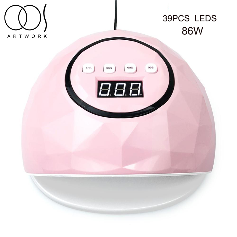 

Pink F6 86w UV LED Nail Lamp Gel Polish LCD Display Fashion Manicure Apparatus Gel Nail Dryer Auto Sensor 39 Leds Lamp