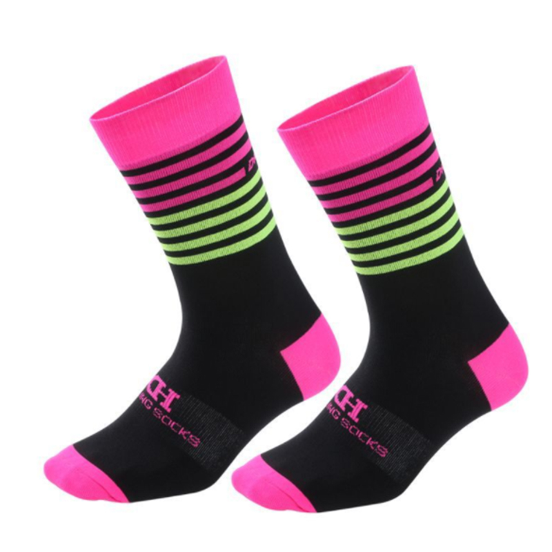 

1 Pair Cycling Socks Running Footwear Breathable Comfortable Stockings, Pink yellow