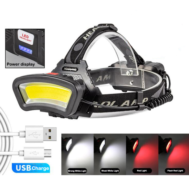 

Powerful COB LED Headlamp head Headlight USB Head Lamp Lighting lampe frontale Light Torches Lamp 18650 battery