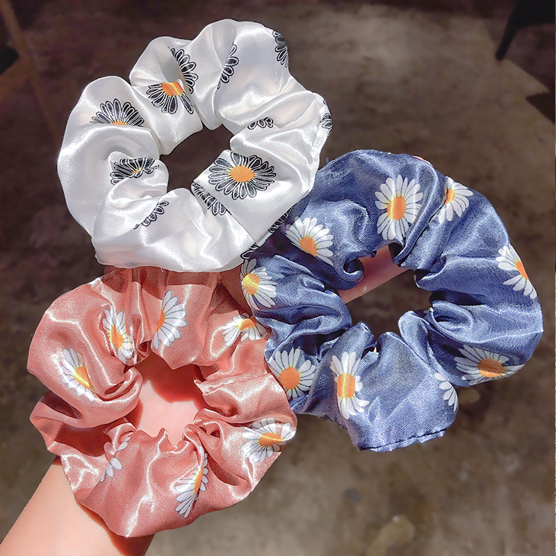 

New Women Girls Cute Chrysanthemum Silk Scrunchie Sweet Elastic Hair Bands Ponytail Holder Rubber Band Fashion Hair Accessories