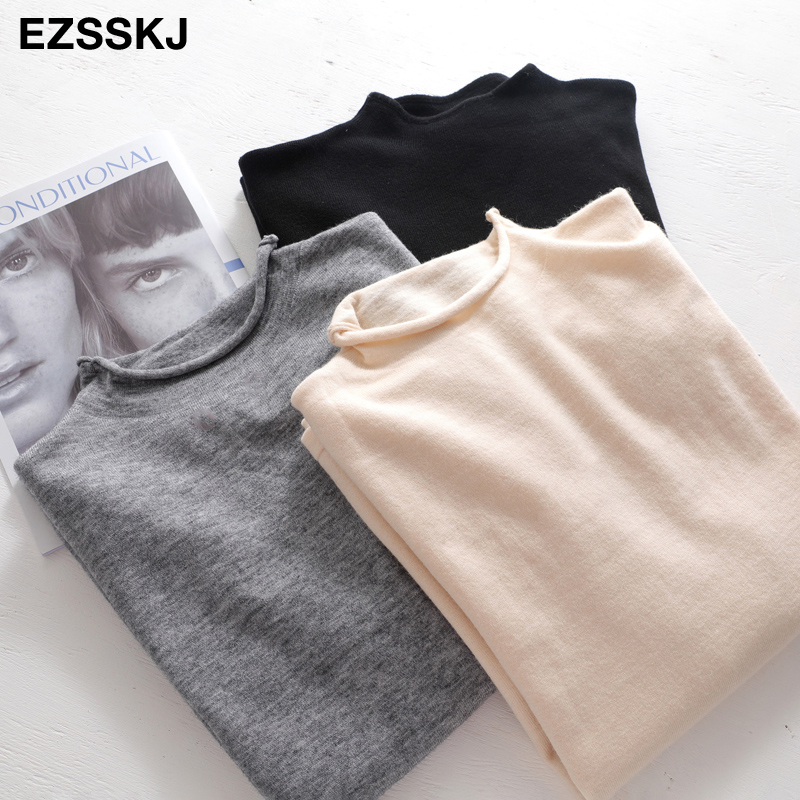 

2020 Autumn spring oversize Sweater Pullovers Women loose female basic thin Curled sweater long sleeve knit Jumpers top, Beige
