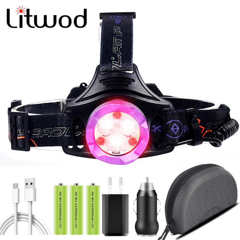 

3pcs XM-L2 U3 LED Headlamp Cup Reflector 18650 or Battery Head Lamp Torch Powerful Headlight COB Aluminum Red 10W