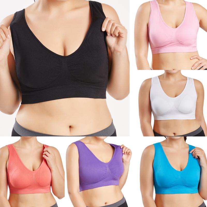 

Solid High Stretch Sports Bra for Women Quick Dry Padded Sports Top Seamless Yoga Running Fitness Sport Bra Top Sportswear #10, Black