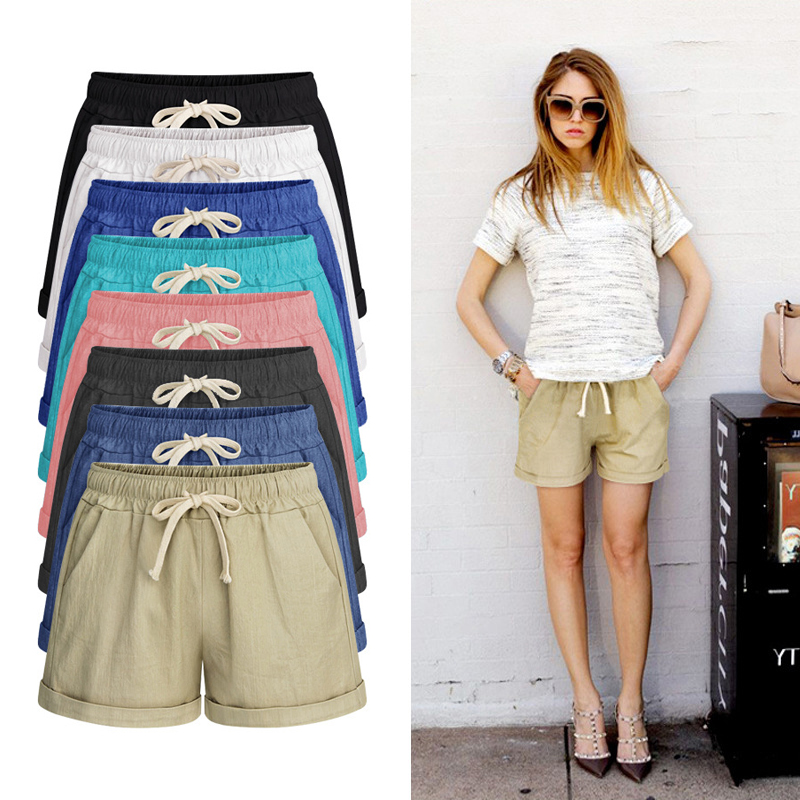 

Cotton Linen White Wide Leg A Line Shorts Women Plus Size Summer Female Ladies Knee Length Shorts For Women 2020 Plus Size Black