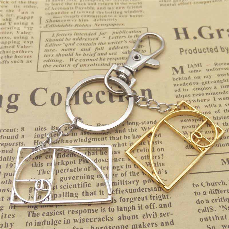 

New Fibonacci Keychains Fashion Geometric Ratio Key Rings Key Chains Cute Female Male Geometric Jewellery Gift