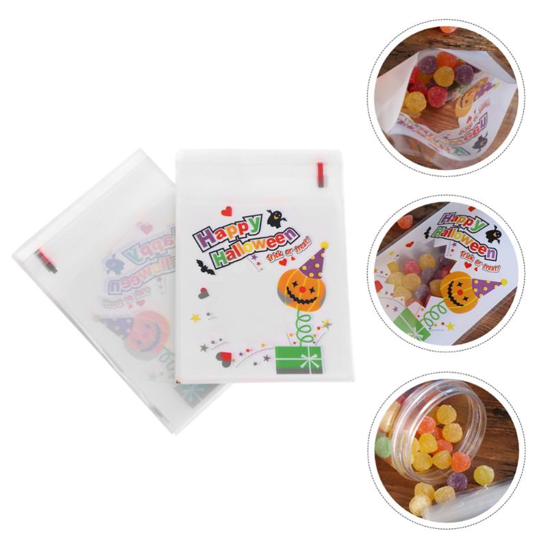 

200pcs Halloween Baking Cookie Bag Self-adhesive Packing Bag (Assorted Color