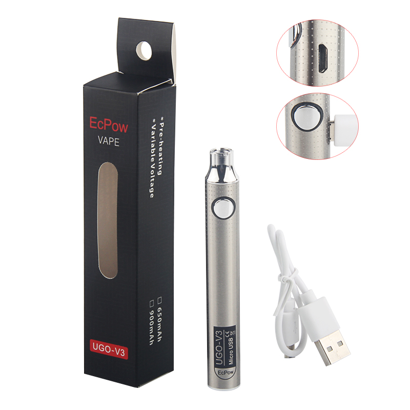 

ugo vapes ugo-v3 vv preheat battery 14mm diameter 3.3to4.0v output adjustable volt e cig 510 vaporizer battery factory price Cost-effective