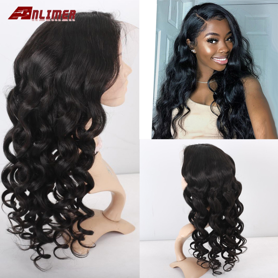 

Anlimer Lace Front Human Hair Wigs Brazilian Lace Front Wigs Pre Plucked Remy Human Hair Lace Wigs 150% Density, Natural color
