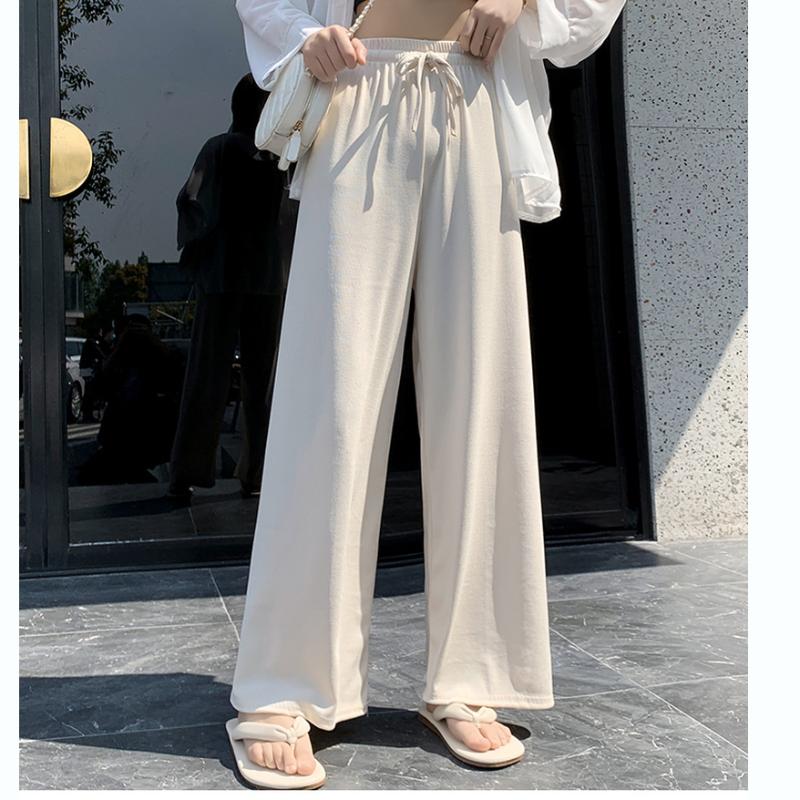 

Aurkrrvn High Waist Drape Wide Leg Pants Womens Office Lady Straight Long Pants Womans Causal Summer Plus Size Oversize, Apricot