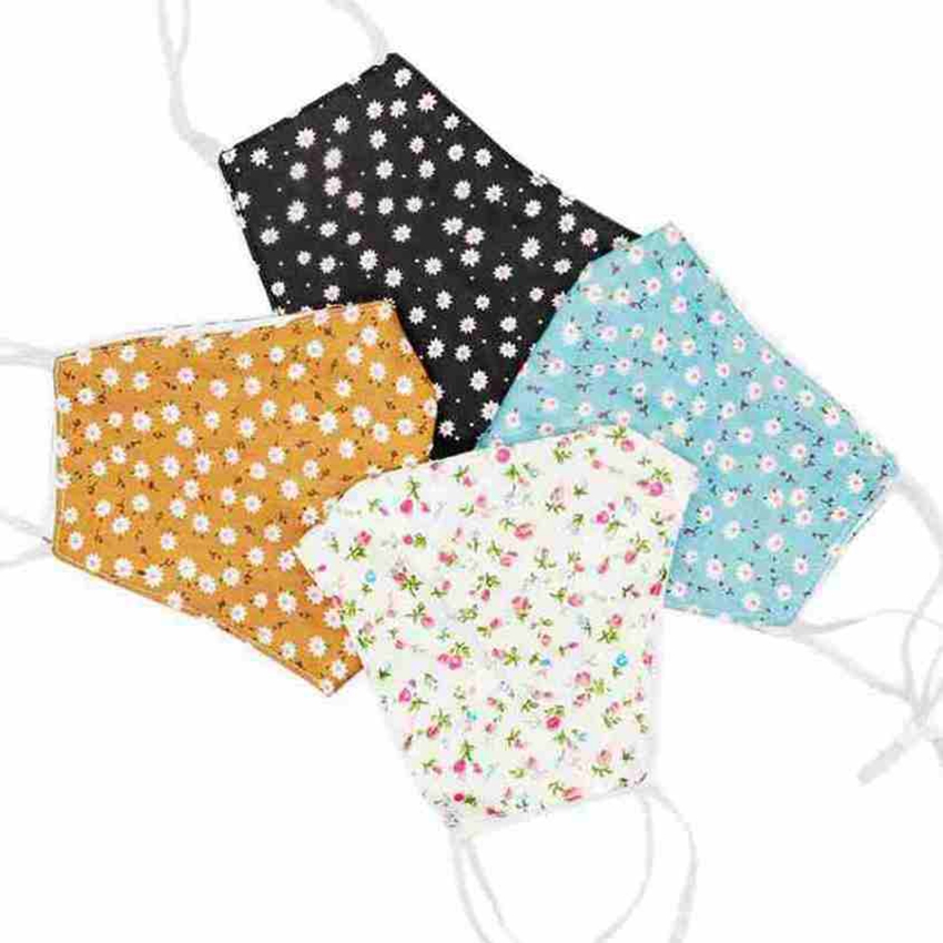 

6 Styles Floral Printed Mask Fashion Dustproof Breathable Protective Cotton Mask Washable Reusable Outdoor Soft Face Masks CYZ2585