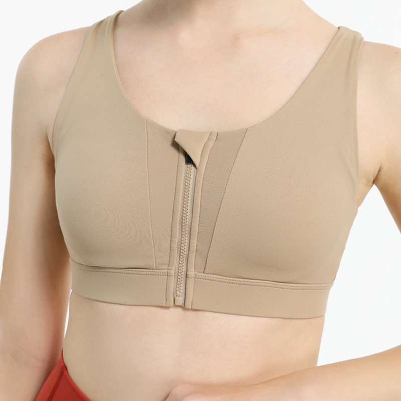 

Sexy Sports Bra Front Zipper Sports Bra Large Size Professional Shockproof Fitness Vest Yoga Underwear Female No Steel Ring Ms, Avocado green
