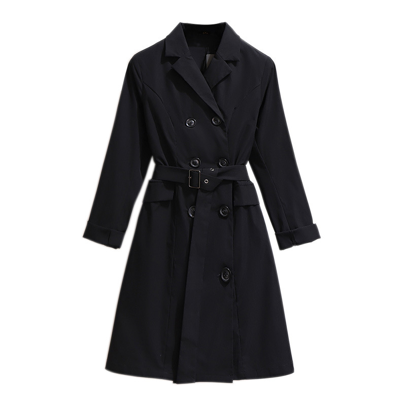 

200 Kg Oversize Women's Clothes Fat Mm2020 Autumn Clothes New Type of Overturned Collar Slim Waist Leisure Windbreaker Jacket, Black coat