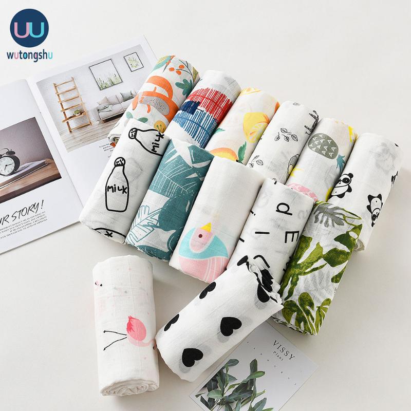 

Baby Blankets 2 Layers Newborn Baby Bath 100% Muslin Cotton Swaddle One Piece 0-24M Fruit Printing Wrap Stroller Cover, Swaddles 8