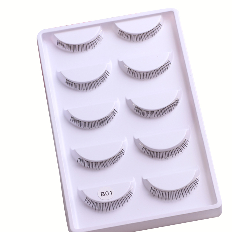 

False Eyelashes 5 Pairs Bottom Lashes Pack Synthetic Hair Natural Daily Lower Reusable Clear Band B01