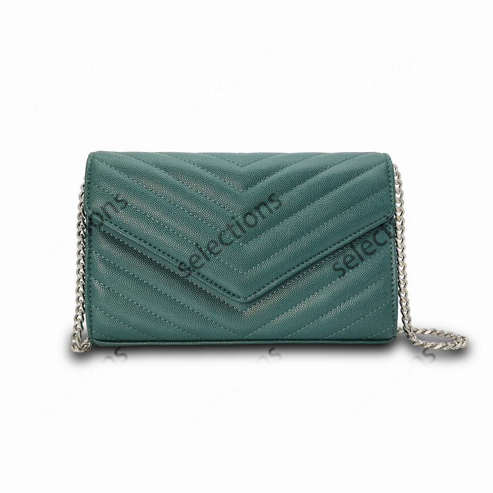 

Free postage high quality fashion classic women's handbag litchi single shoulder bag silver chain bag 5 colors optional crossbody bag, Black