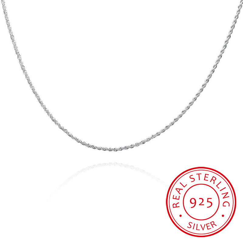 

LEKANI Wholesale Personality Fashion Unisex Party Wedding Gift Silver 2MM Rope Chain 925 Sterling Silver Chain Necklace NC184