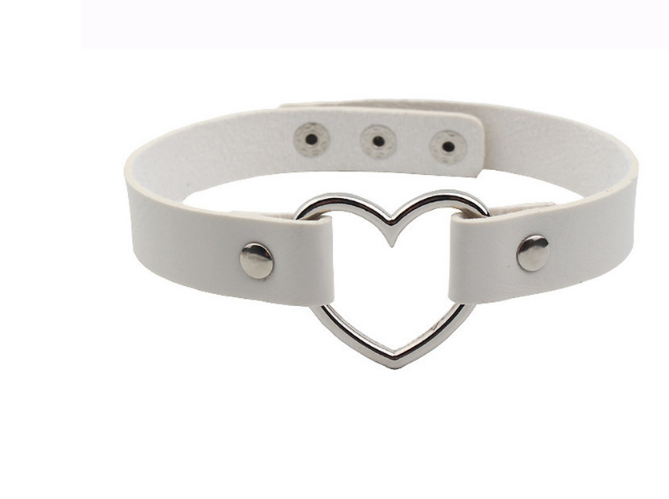

NEW Fashion punk Jewelry sweet heart Necklace, Clear Transparent PU Leather Choker Punk Goth 100% Handmade Collar Necklace ps0655, Golden;silver