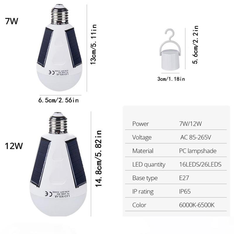 

Solar LED Bulb Portable Emergency Light 7W 12W E27 LED Solar Lamp Soalr Rechargeable Bulb Camping Tent Light for Outdoor & Indoor