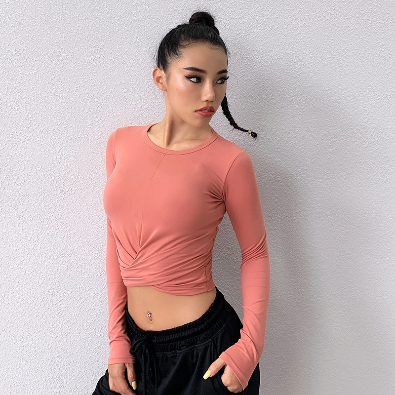 

New Women Seamless Long Sleeve Crop Top Running Jacket Sports Sport Wear Yoga Jacket Fitness Gym Sport Workout Tops, Black