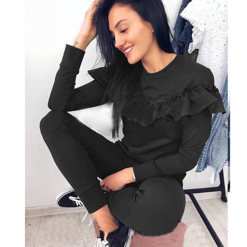 

tracksuit women sportwear two piece set Womens 2 PCS Tracksuits Set Ladies Joggers Active Sport Blouse Tops Pants Sets#g4, Gray