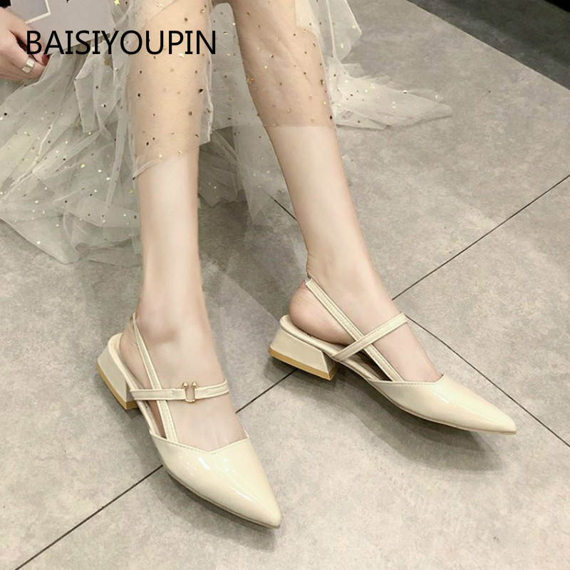 

35-41 Sweet Solid Wedding Fashion Summer Shoes Women Sandals Shallow Student Casual 3cm High Heels Female Sandals Elastic band, Black