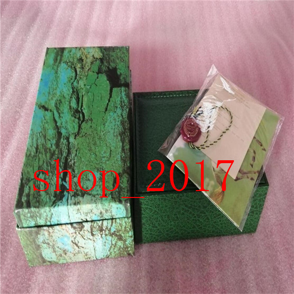 

XX Quality Luxury Dark Green Watch Box Gift Case For Rolex Watches Booklet Card Tags And Papers In English Swiss Watches Boxes