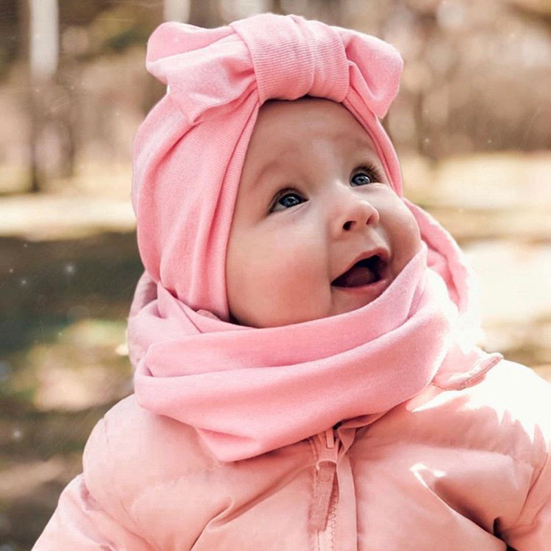 

2pcs Winter Baby Hat Scarf Set For Baby Warm Scarf Boys Girls Hat Cotton Newborn Caps Infant Toddler Kids Gift Accessories