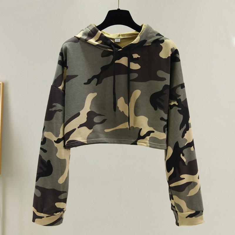 

Casual Camouflage Hoodies Sweatshirts For Women Girls Spring Loose Long Sleeve Pullovers Tops Streetwear Female Crop Tops 2020, Green