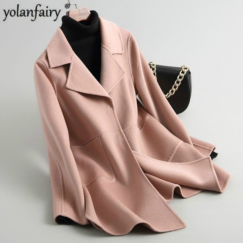 

2020 Spring Wool Coat Women Pink Korean Coat Female Jacket Double-sided Coats and Jackets Outwear Abrigo Mujer KQN38030-1 KJ2323