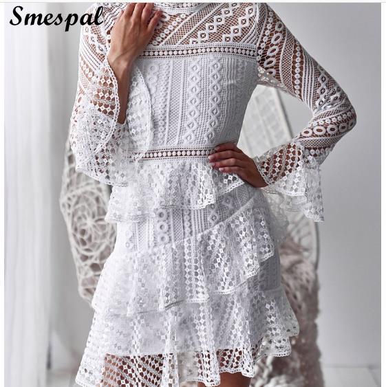 

Women Sexy Fashion Cascading Ruffle Lace Dress Woman 2020 Dresses Elegant, Black